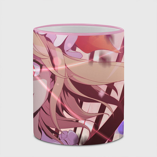 Кружка цветная Touhou Project Flandre Mad / 3D-Розовый кант – фото 2