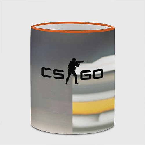 Кружка цветная Counter Strike go - shooter video game / 3D-Оранжевый кант – фото 2