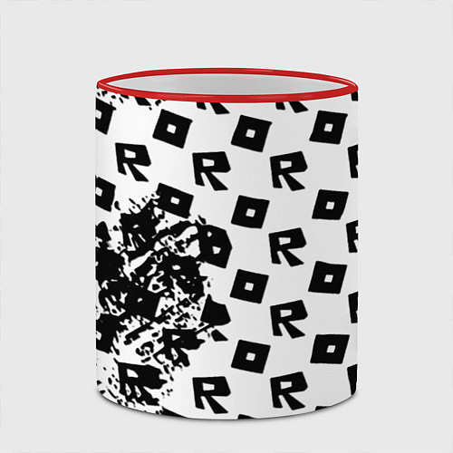 Кружка цветная Roblox pattern game black / 3D-Красный кант – фото 2