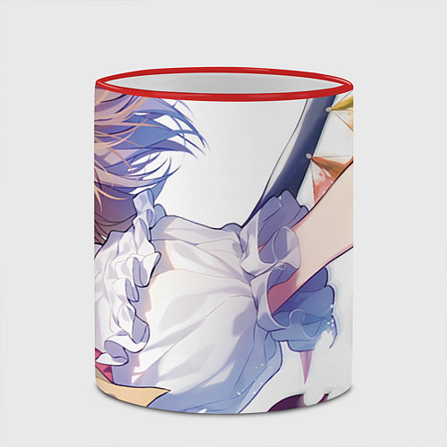 Кружка цветная Touhou Project Flandre cute serious / 3D-Красный кант – фото 2