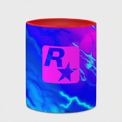 Кружка цветная Rockstar storm молнии / 3D-Белый + красный – фото 2