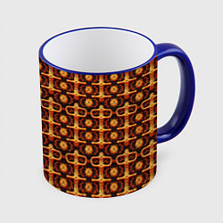 Кружка 3D Оранжевый деревянный абстрактный паттерн, цвет: 3D-синий кант