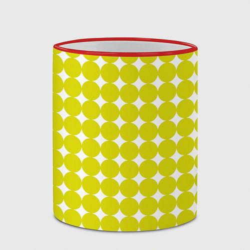 Кружка цветная Ретро темно желтые круги / 3D-Красный кант – фото 2