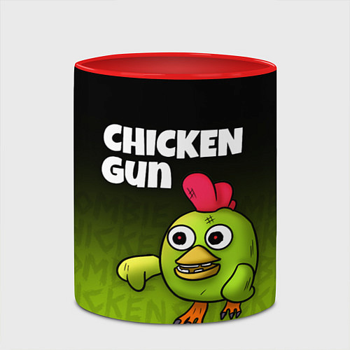 Кружка цветная Chicken Gun - Zombie Chicken / 3D-Белый + красный – фото 2