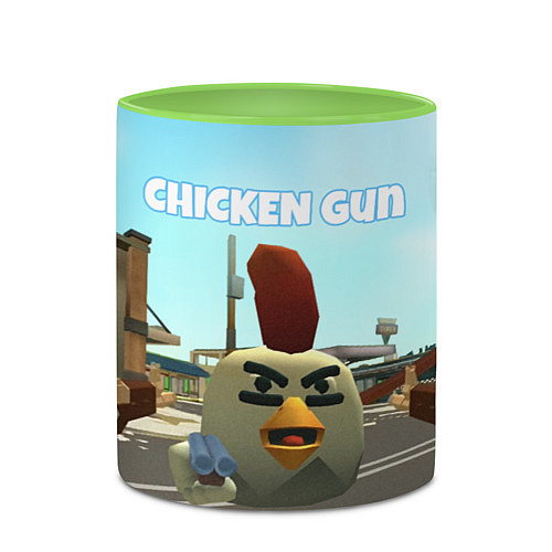 Кружка цветная Chicken Gun - shooter / 3D-Белый + светло-зеленый – фото 2