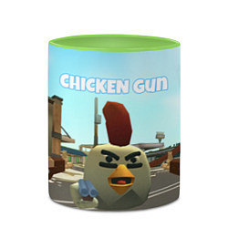 Кружка 3D Chicken Gun - shooter, цвет: 3D-белый + светло-зеленый — фото 2