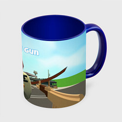 Кружка 3D Chicken Gun - shooter, цвет: 3D-белый + синий