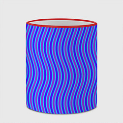 Кружка 3D Неоновые волнистые полосы, цвет: 3D-красный кант — фото 2