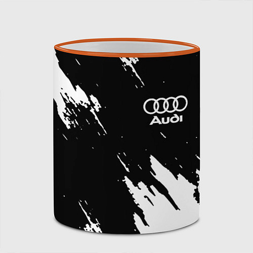 Кружка цветная Audi краски белые / 3D-Оранжевый кант – фото 2