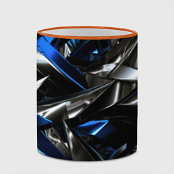 Кружка 3D Синие и серебряные вставки абстракции, цвет: 3D-оранжевый кант — фото 2