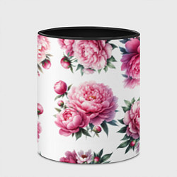 Кружка 3D Розовые цветы пиона, цвет: 3D-белый + черный — фото 2