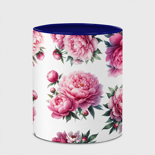Кружка цветная Розовые цветы пиона / 3D-Белый + синий – фото 2