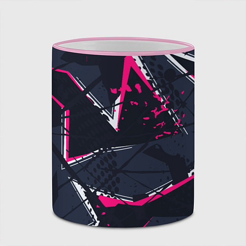 Кружка цветная Графические зигзаги / 3D-Розовый кант – фото 2