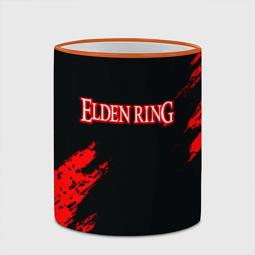 Кружка цветная Elden ring краски текстура / 3D-Оранжевый кант – фото 2