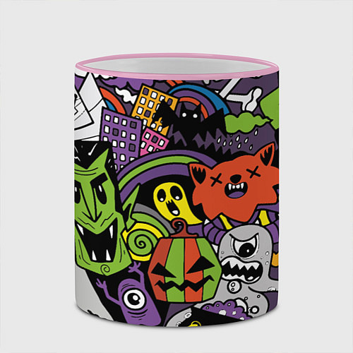 Кружка цветная Страшно веселые монстры / 3D-Розовый кант – фото 2