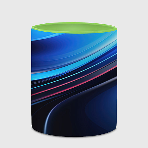 Кружка цветная Синяя и черная абстракция геометрическая / 3D-Белый + светло-зеленый – фото 2