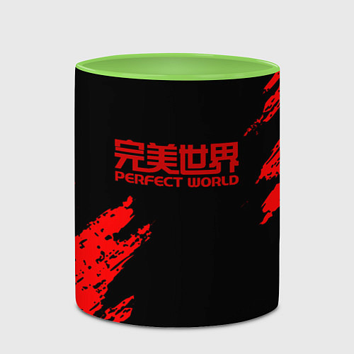 Кружка цветная Perfectworld красные краски / 3D-Белый + светло-зеленый – фото 2