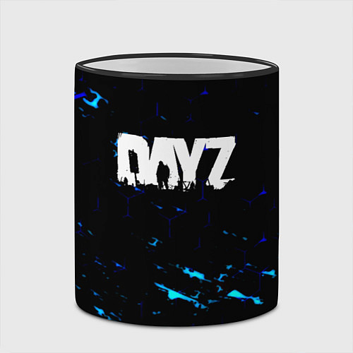 Кружка цветная Dayz текстура краски голубые / 3D-Черный кант – фото 2