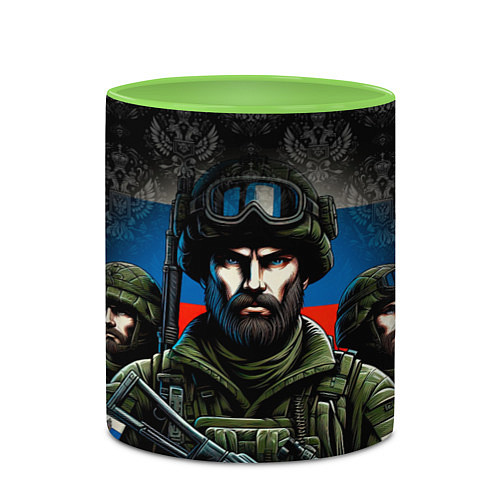 Кружка цветная Русский солдат / 3D-Белый + светло-зеленый – фото 2