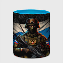 Кружка 3D Я русский солдат, цвет: 3D-белый + небесно-голубой — фото 2
