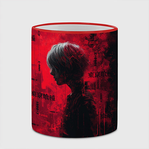 Кружка цветная Kaneki Ken - Tokyo Ghoul / 3D-Красный кант – фото 2