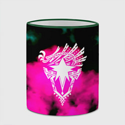 Кружка 3D Монстр хантер неоновые фон, цвет: 3D-зеленый кант — фото 2