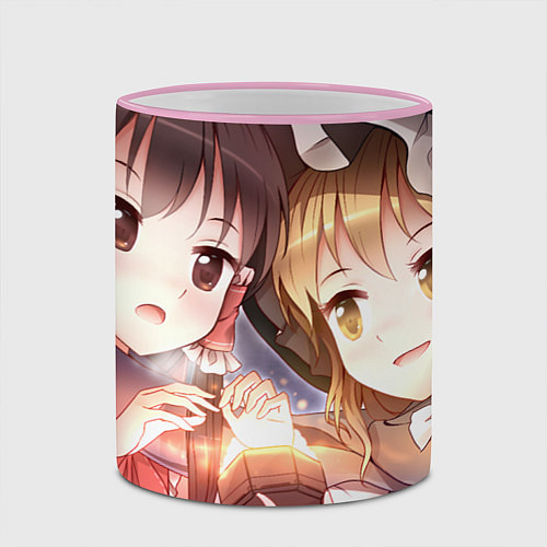 Кружка цветная Touhou Project Reimu and Marisa / 3D-Розовый кант – фото 2
