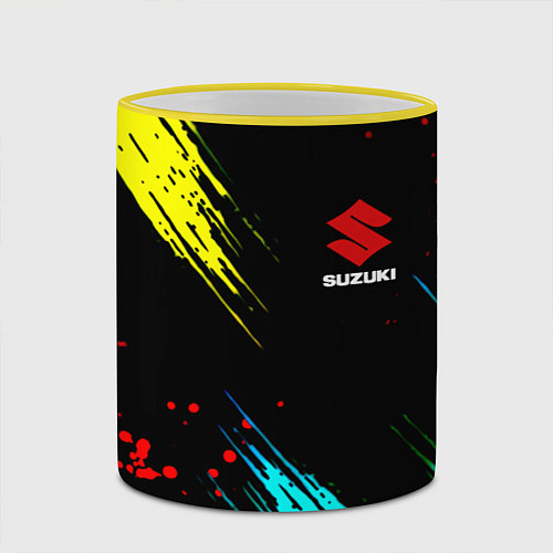 Кружка цветная Suzuki краски абстрактные / 3D-Желтый кант – фото 2