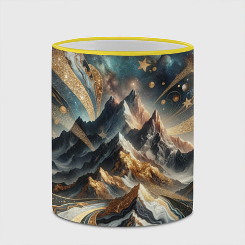 Кружка цветная Золотые горы / 3D-Желтый кант – фото 2