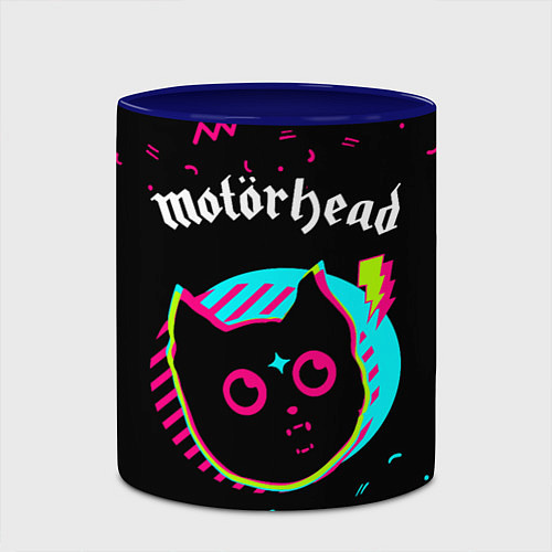 Кружка цветная Motorhead - rock star cat / 3D-Белый + синий – фото 2