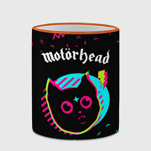 Кружка цветная Motorhead - rock star cat / 3D-Оранжевый кант – фото 2