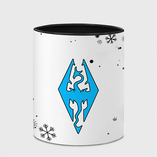 Кружка цветная Skyrim logo winter / 3D-Белый + черный – фото 2