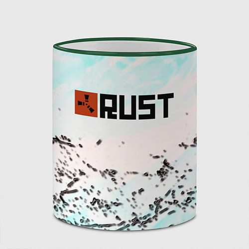 Кружка цветная Rust game текстура / 3D-Зеленый кант – фото 2