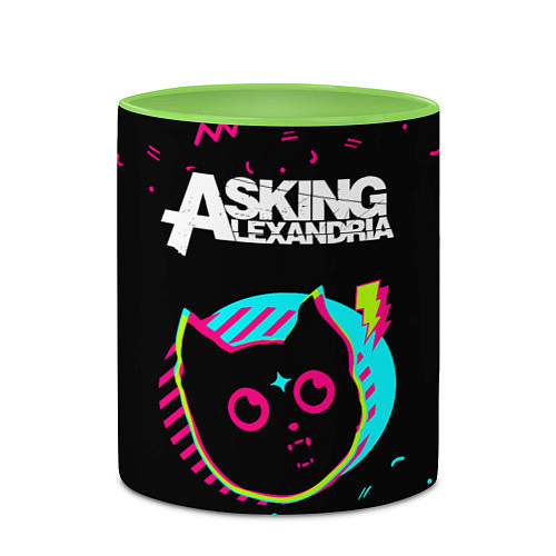 Кружка цветная Asking Alexandria - rock star cat / 3D-Белый + светло-зеленый – фото 2