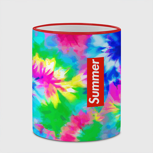 Кружка цветная Color abstraction - summer / 3D-Красный кант – фото 2