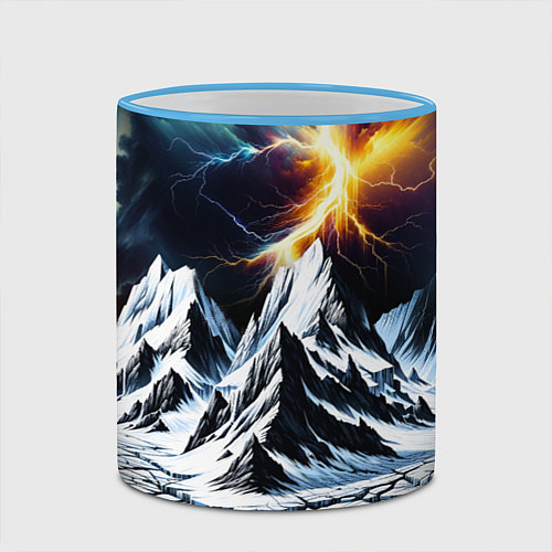 Кружка цветная Молнии и горы / 3D-Небесно-голубой кант – фото 2