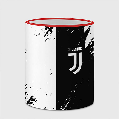 Кружка цветная Juventus краски чёрнобелые / 3D-Красный кант – фото 2