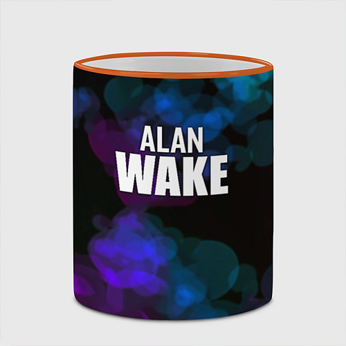 Кружка цветная Alan wake текстура / 3D-Оранжевый кант – фото 2
