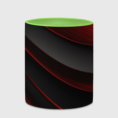 Кружка цветная Красная абстракция с черными линиями / 3D-Белый + светло-зеленый – фото 2