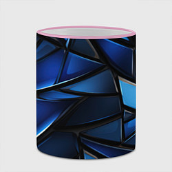 Кружка 3D Синие объемные геометрические объекты, цвет: 3D-розовый кант — фото 2