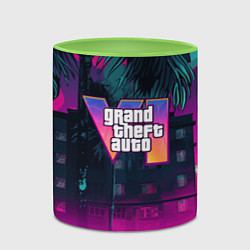 Кружка 3D GTA 6 logo night Vice city, цвет: 3D-белый + светло-зеленый — фото 2