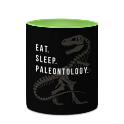 Кружка 3D Eat sleep paleontology, цвет: 3D-белый + светло-зеленый — фото 2