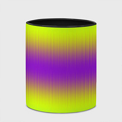 Кружка 3D Неоновые салатовые и фиолетовые полосы, цвет: 3D-белый + черный — фото 2
