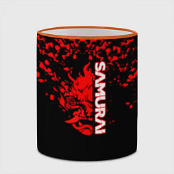 Кружка 3D Cyberpunk samurai красные краски, цвет: 3D-оранжевый кант — фото 2
