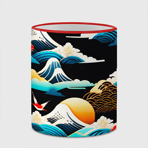 Кружка цветная Японская палитра природы / 3D-Красный кант – фото 2