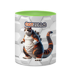 Кружка 3D Catzilla big, цвет: 3D-белый + светло-зеленый — фото 2