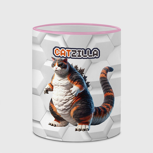 Кружка цветная Catzilla big / 3D-Розовый кант – фото 2