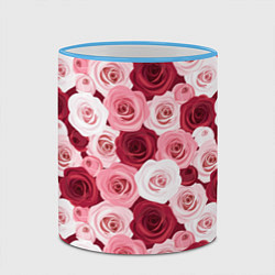 Кружка 3D Красные и розовые розы, цвет: 3D-небесно-голубой кант — фото 2