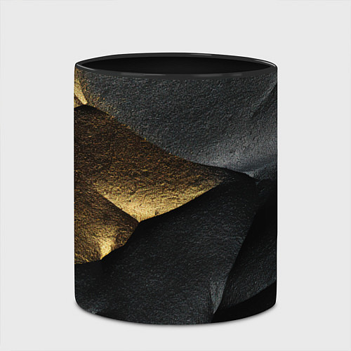 Кружка цветная Черная текстура с золотистым напылением / 3D-Белый + черный – фото 2