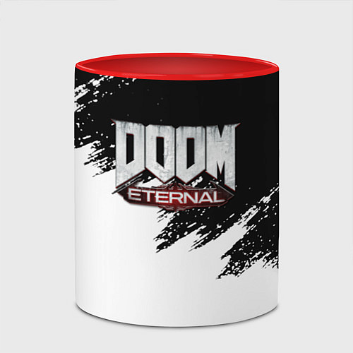 Кружка цветная Doom eternal белые краски / 3D-Белый + красный – фото 2